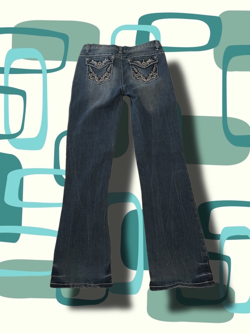 Medium Wash Revilt Bootcut/Straight-leg Jeans with Embroidered Back Pockets!